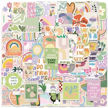 Cute Cartoon Aesthetic Flowers Danish Pastel Stickers