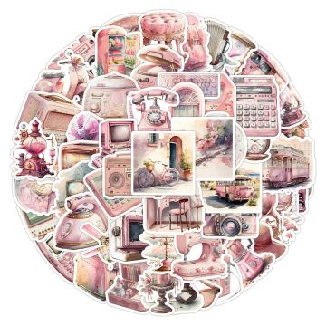 Vintage Pink Waterproof Stickers - Graffiti Decals for Motorcycle & Phone