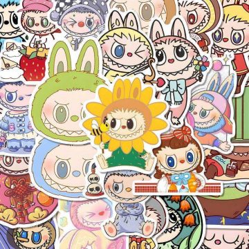 Kawaii Labubu Stickers for Laptop, Skateboard, Water Bottle