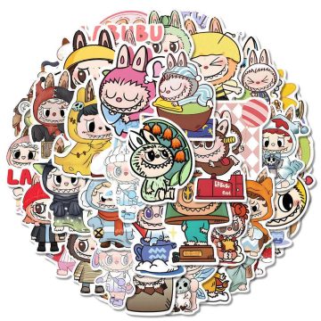 Labubu Stickers Pack – Cute Cartoon Waterproof Vinyl Decals for Laptop, Water Bottle